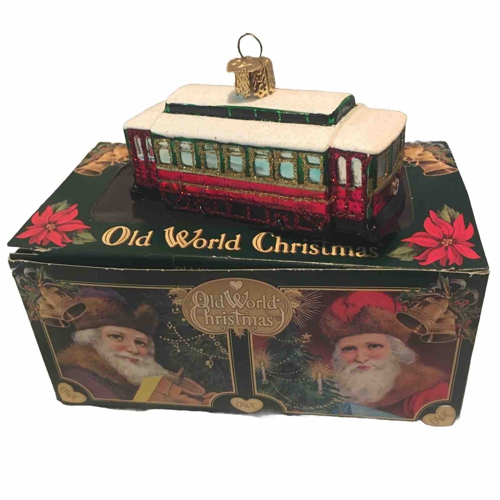 Christmas Ornament 2007 Old World Christmas‎ Cable Car with Box EUC